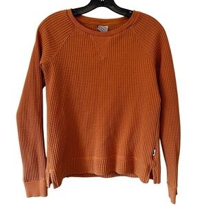 The North Face OrangeLong Sleeve Chabot Crew Shirt Medium Waffle Thermal Womens